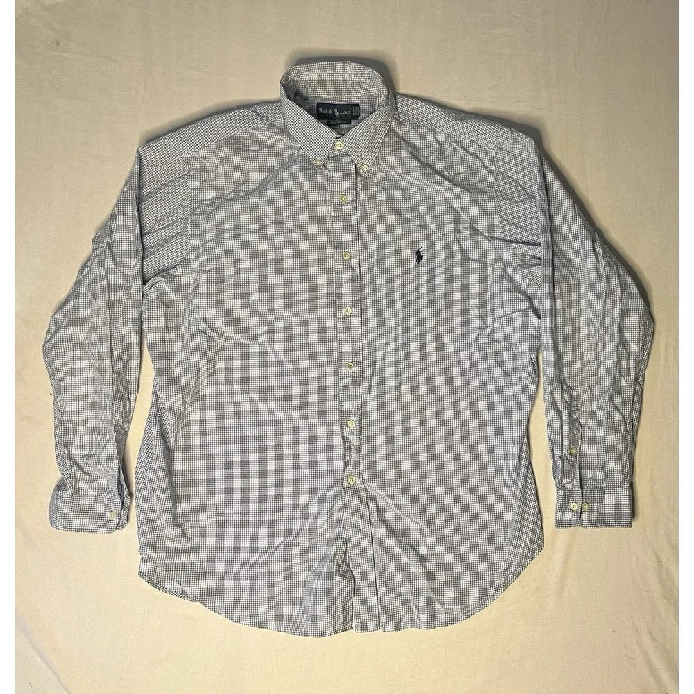 Polo Ralph Lauren Dress Shirt Men's Size 17 34/35 Checks Long Sleeve Button Up